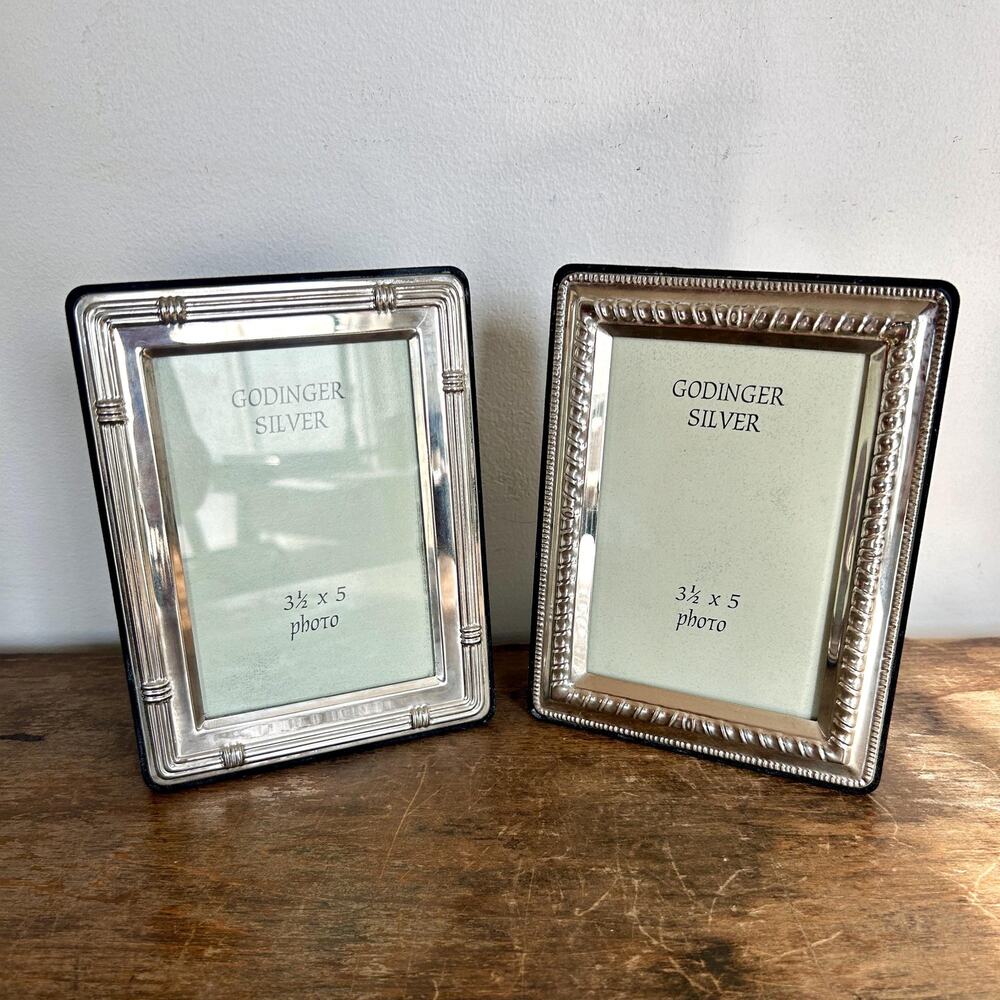 Vintage Silver Plated 3.5x5 Photo Picture Frames, Set of 2 | Godinger Silver